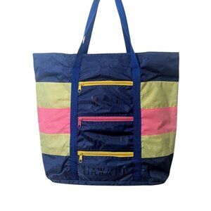 Vintage Hawaii Beach Bag Zipper Pocket Tote Molokai Oahu Maui Hawaii Lanai Kauai